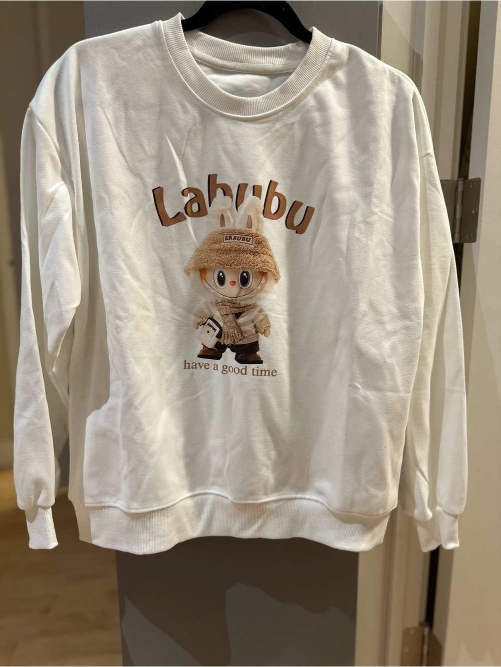 Labubu White Graphic Crewneck Sweater - Have a Good Time oversized fit